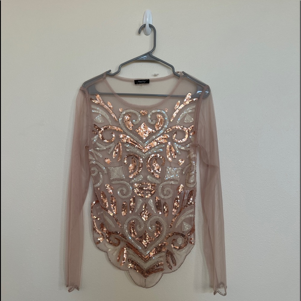 VERTY Sheer Sequin Top